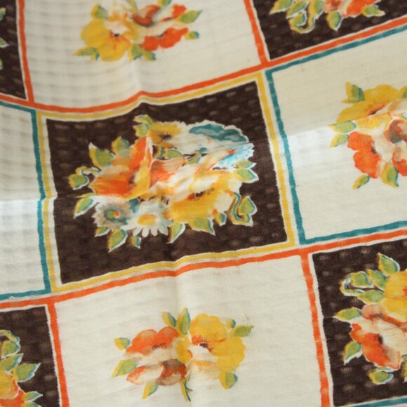 Vintage Handkerchief, Autumn Wildflower Floral Print Cotton Hankie - Picture 5 of 10